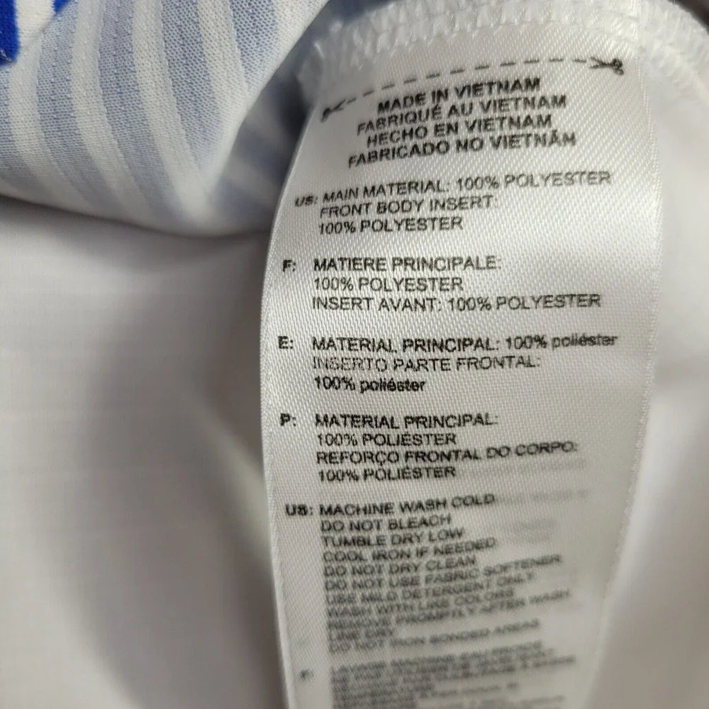 Quail Hollow Adidas Climalite Golf Polo Shirt Womens Medium Blue‎ White Striped